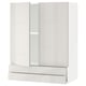 A high gloss white ikea METOD kitchen cabinet with two doors and two drawers.