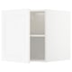 White kitchen cabinet with door open, showing shelves, part of METOD series, minimalist design.