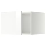 White modern kitchen cabinet, glossy finish, square shape, minimalist design.