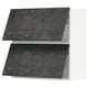 Two dark grey, square, wall-mounted cabinets with flat doors.