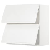 A white ikea METOD kitchen cabinet with two doors and handles.
