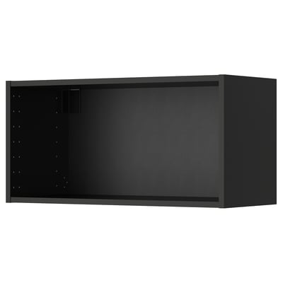Black METOD wall cabinet with adjustable shelves for kitchen storage.
