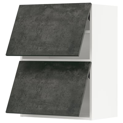 Two dark grey concrete effect cabinets.