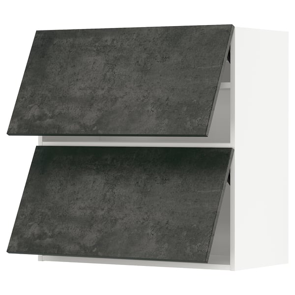Two dark grey modern kitchen cabinets with minimalist design.