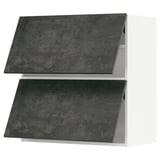 Two dark grey modern kitchen cabinets with minimalist design.