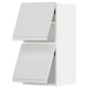 White modern kitchen cabinet with two open shelves, sleek design, part of ikeas METOD series.