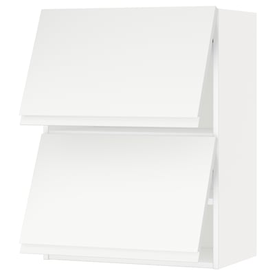 White METOD kitchen shelf unit, modern design with two open sections.