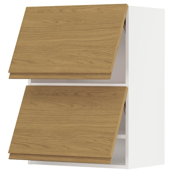 Modern wooden kitchen cabinet, natural oak, square shape, minimalist design.