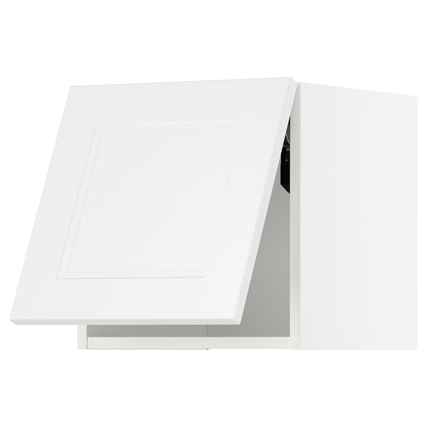 White modern kitchen cabinet. Square, clean design with flat panels.