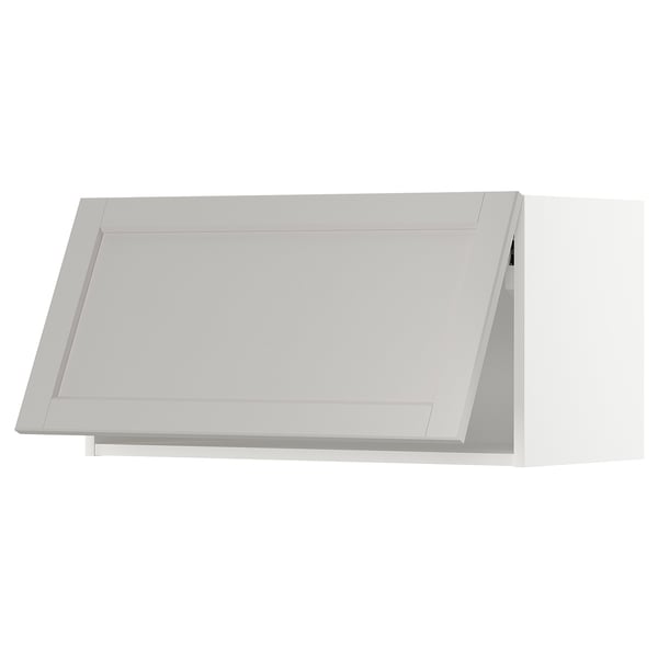 METOD kitchen cabinet, light grey lerhyttan, rectangular, classic design, beveled edges.