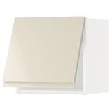 A beige high-gloss METOD wall cabinet from IKEA, part of their kitchen system with sleek, modern design.