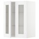 White ikea METOD kitchen cabinet set with glass doors. Minimalist, modern design.