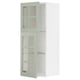 METOD kitchen cabinet with green glass doors, rectangular, wall-mounted, light green color, includes tempered glass shelves.