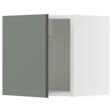 Though. METOD kitchen cabinet in gray-green with white interior, featuring a modern design and sturdy frame construction.