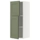 A METOD tall kitchen cabinet with axstad green doors and a white body, featuring a simple and modern design.