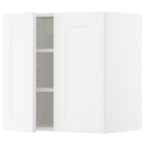 METOD white cabinet with 2 doors and adjustable shelves.