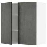 Modern kitchen cabinet in grey, featuring two doors and adjustable shelves, part of the METOD system.