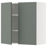 A METOD kitchen cabinet in grey-green with two adjustable shelves and a modern design.
