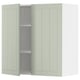 Green METOD kitchen unit with adjustable shelf, light wood grain design.