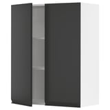 Modern black kitchen cabinet with sleek matte handle, adjustable shelf, and sturdy frame.