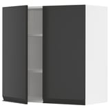 A modern black wall cabinet from the METOD kitchen system, with a sleek matte finish and integrated handles.