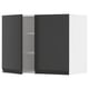 Modern black kitchen cabinet with one open door, showing adjustable shelves. Sleek, matte finish with minimalist handle.