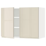 METOD wall cabinet, beige, glossy finish, two doors, rectangular shape, sleek design.