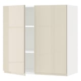 A METOD kitchen wall cabinet in high gloss beige with two doors and an adjustable shelf.