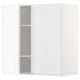 A white METOD kitchen wall cabinet with glass doors, modern and sleek design, featuring adjustable shelves and high gloss finish.