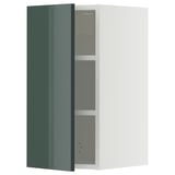 METOD high-gloss grey-green cabinet with shelves, modern design.