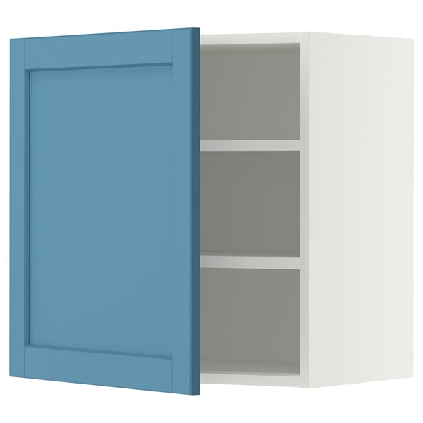 METOD Wall cabinet with shelves, white/Lerhyttan blue, 60x60 cm