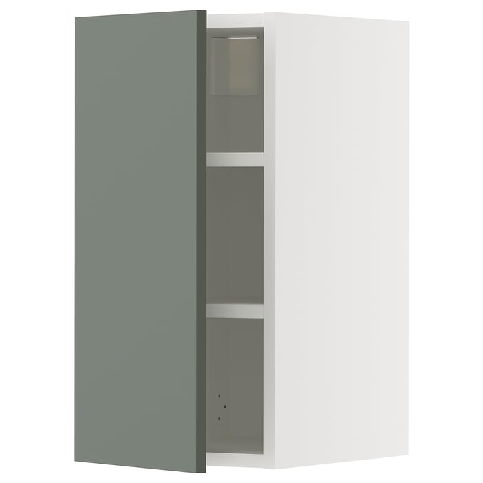 METOD Wall with shelves white/Nickebo matt greygreen IKEA