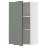 METOD kitchen cabinet, white with grey-green door, rectangular, modern design.