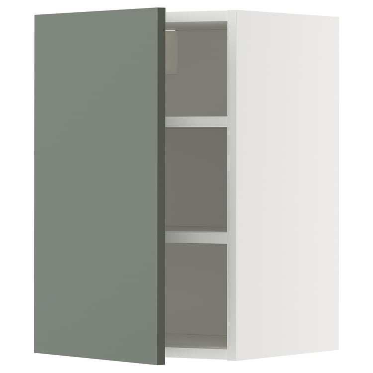 METOD Wall with shelves white/Nickebo matt greygreen IKEA