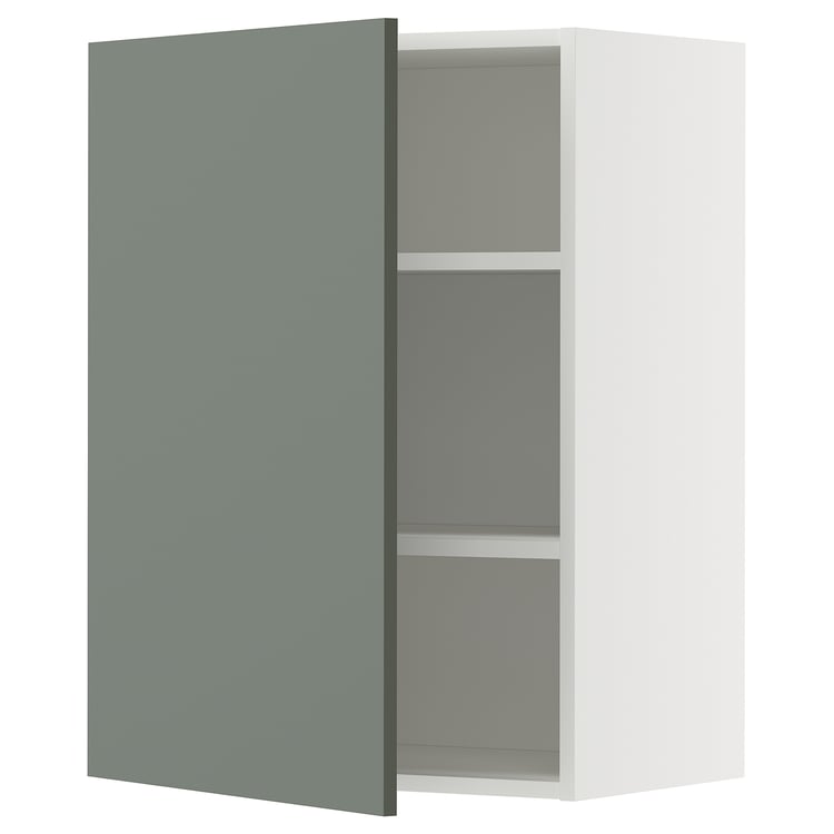 METOD Wall with shelves white/Nickebo matt greygreen IKEA