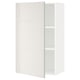 A white wall cabinet from the ikea METOD kitchen system, showcasing a modern design with high gloss doors and adjustable shelves.