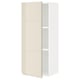 Modern white cabinet with smooth beige door, high gloss finish, single adjustable shelf.