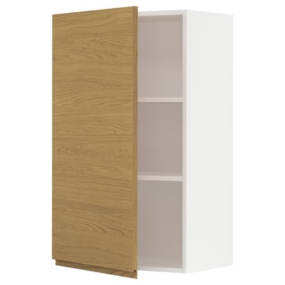 METOD kitchen wall cabinet in oak, minimalist design with integrated handles.