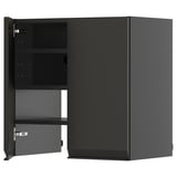Black METOD kitchen cabinet with matte black doors, metal handles, and adjustable shelves.