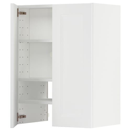 White kitchen cabinet with adjustable shelves and modern design.