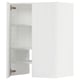 White kitchen cabinet with adjustable shelves and modern design.