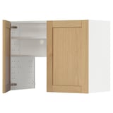 Modern kitchen cabinet, light wood with white interior.