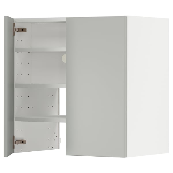 METOD kitchen cabinet; light grey; modern design; rectangular; organized shelves.