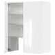 White high-gloss cabinet with adjustable shelves: modern storage solution.