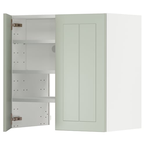 METOD kitchen cabinet in green with adjustable shelves and reversible door.