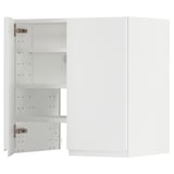 A white METOD kitchen cabinet with a modern design, featuring adjustable shelves and minimalist handles.