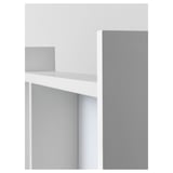 White desk with adjustable shelves for books & storage.