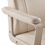 Beige MILLBERGET swivel chair with padded armrests and back, high-quality fabric, and adjustable.