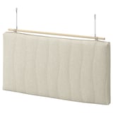 MITTZON: hanging beige acoustic panel with wooden rod, acoustic sound absorber for ceilings.