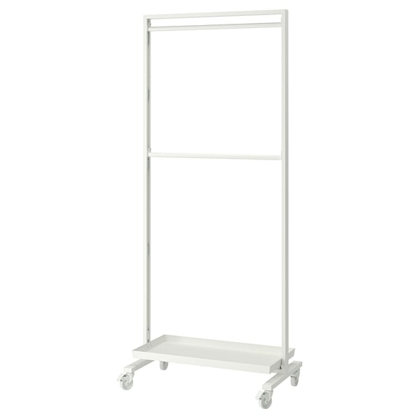 MITTZON rolling rack: steel, minimalist design, hanging rail, shelf, wheels.